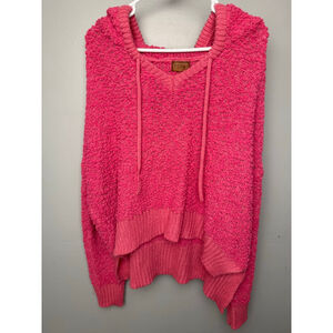 Women's POLIM Pink Textured Hoodie Sweater Size M